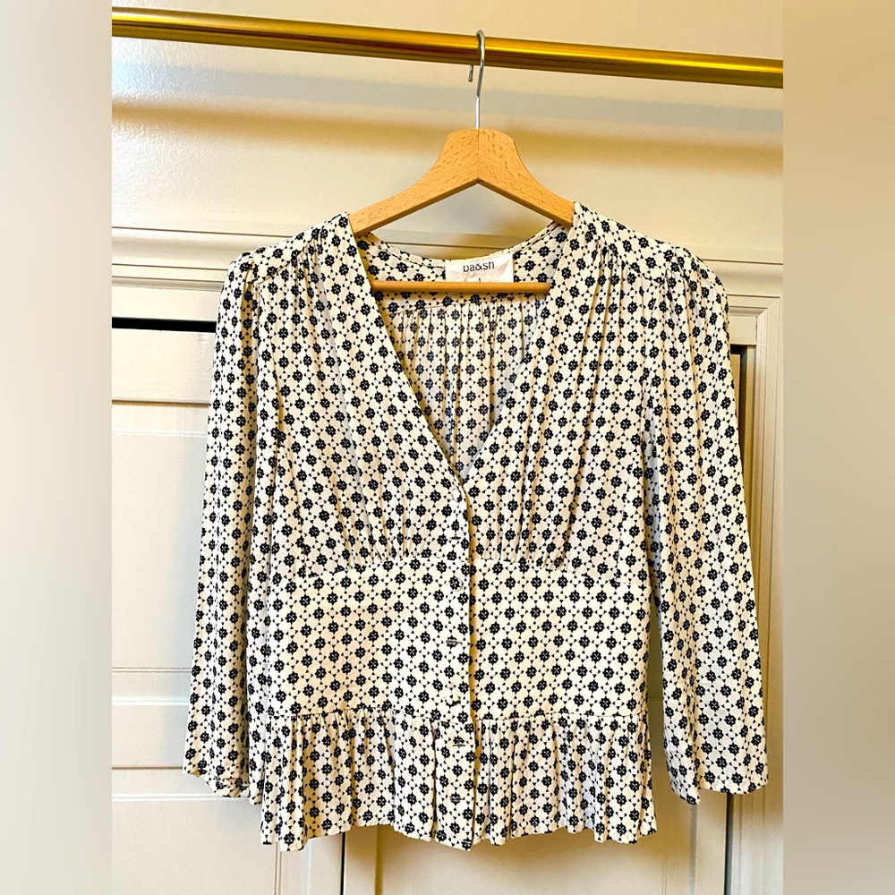 Cream and black blouse